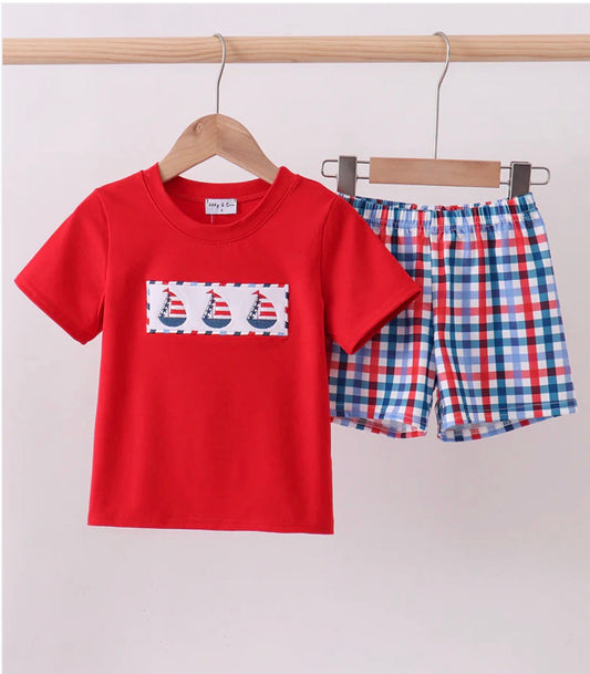 Plaid Sailboat Short Set