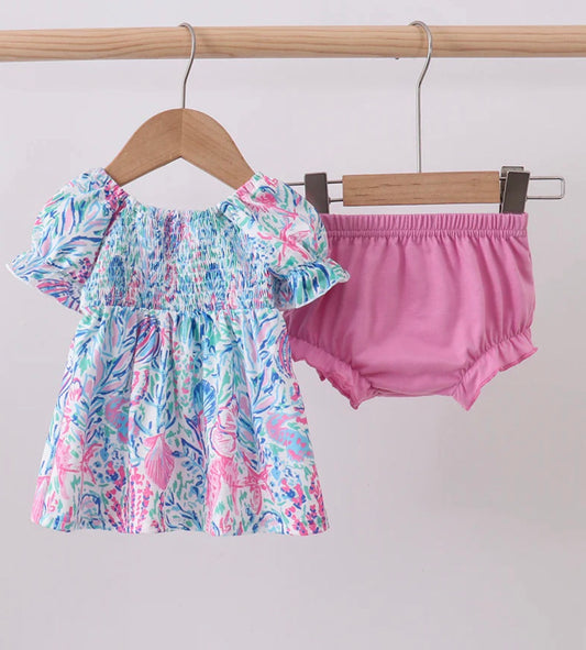 Multi Color Shell Print Bloomer Set