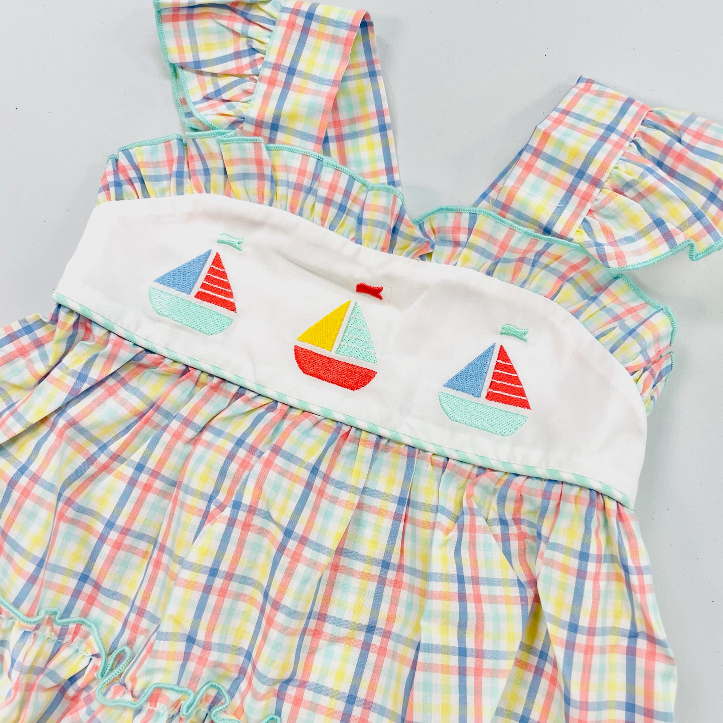 Natalie Grant Girls Sailboat Embroidered Dress
