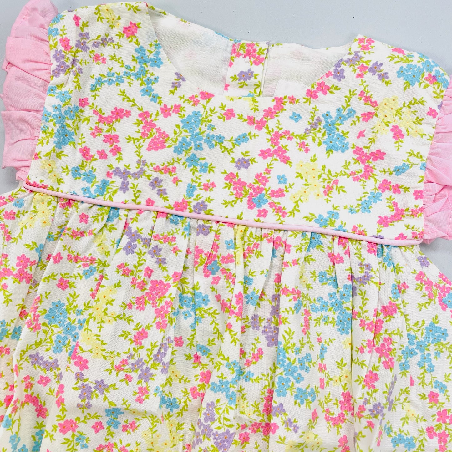 Babeeni Girls Pink Trimmed Floral Bubble