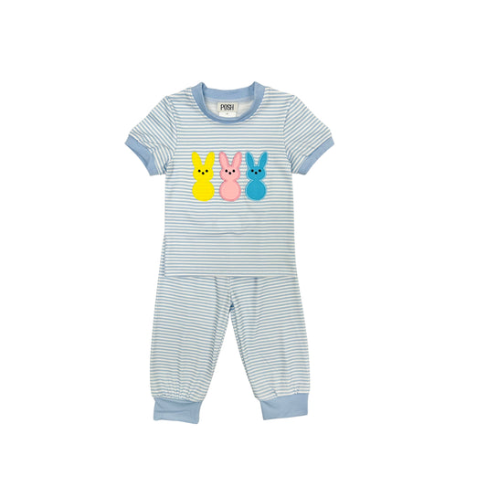 POSH Boy Blue Stripe Bunny Marshmallow Lounge Set